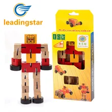 LeadingStar дети крутой деревянный трансформатор деформируемая игрушка, Деревянный волшебный куб робот автомобиль люди изменить игрушка-цвет случайный zk25