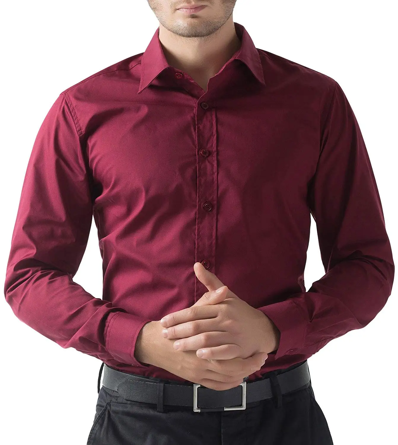 dark red dress shirt