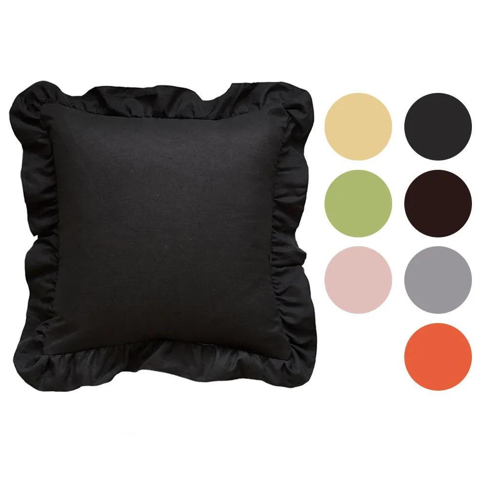

High Quality Ruffle Pillowcase Corrugated Edge 45 * 45cm Square Pillow Cover Protector For Home Bedding Throw Pillow Cover