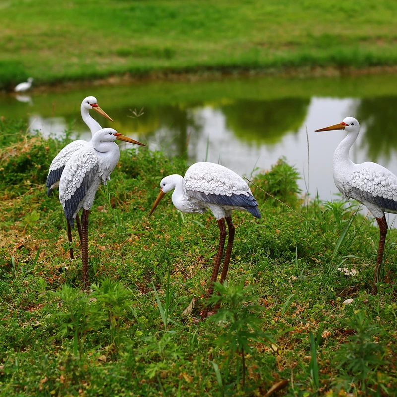 

Outdoor Christmas Decoration Artificial Resin Crafts toy lucky Animal Egret Bird Figurine Action & Toy Figures