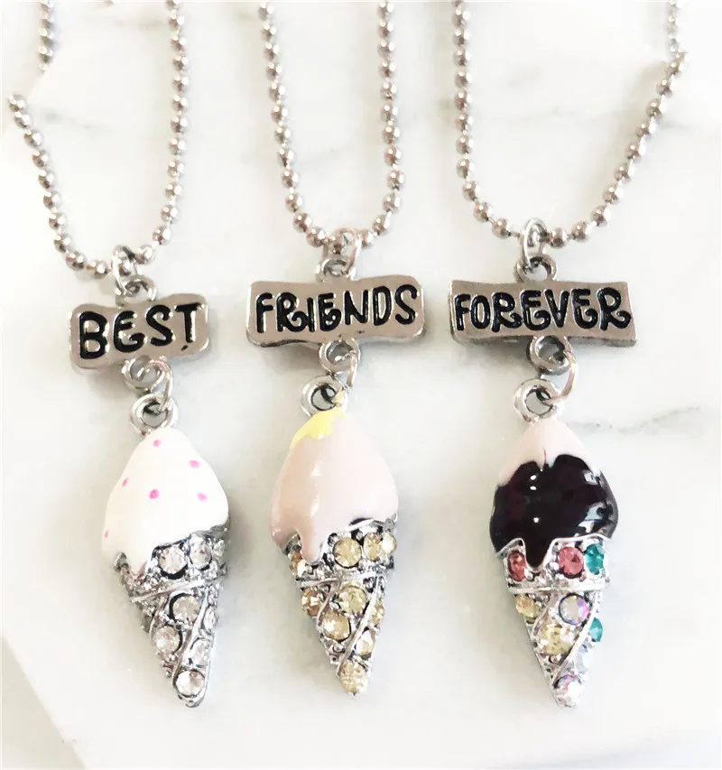 3 шт./лот &quotBest Friends Forever&quot горный хрусталь мороженое ребенок ожерелья 3D бусы с