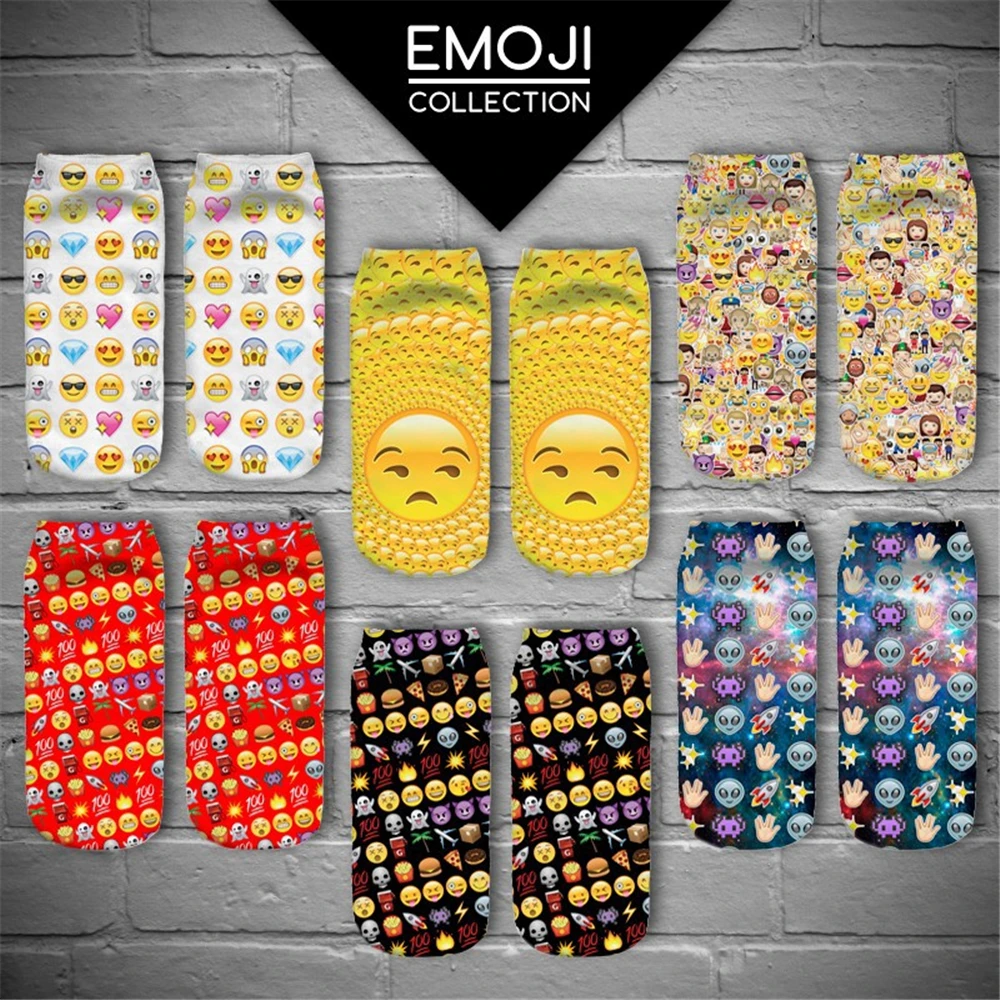 

3D Printed Emoji Sokken Funny Cute Novelty Socks Woman Special Harry Casual Character Unisex Cut Ankle Sock Harajuku Style Girl