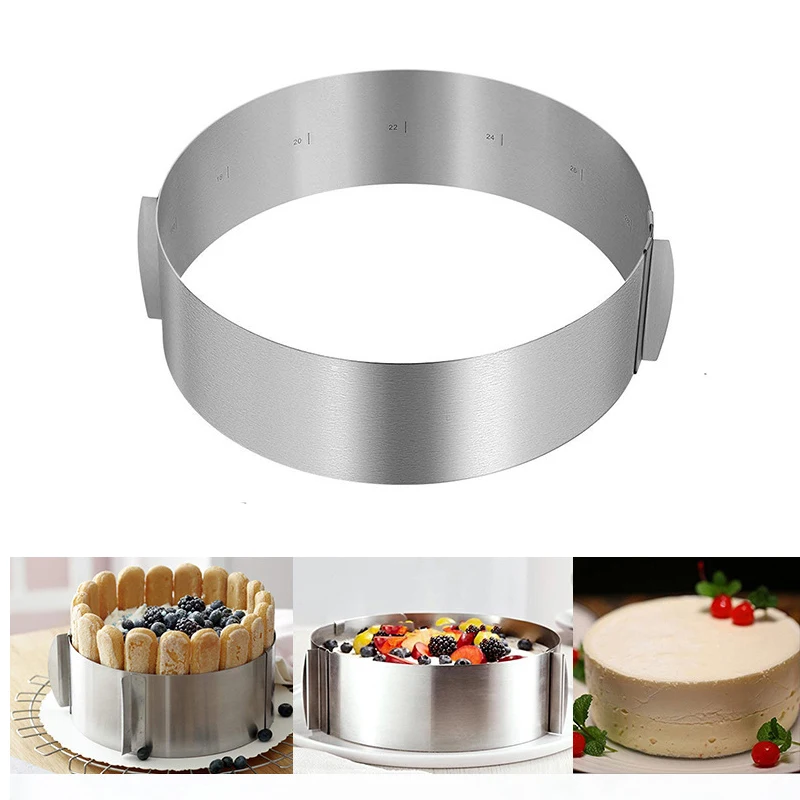 

6-12 inch Stainless Steel Cake Mousse Ring Adjustable Size Retractable Graduated Round Cake Circle Baking Tool Bakeware Mould