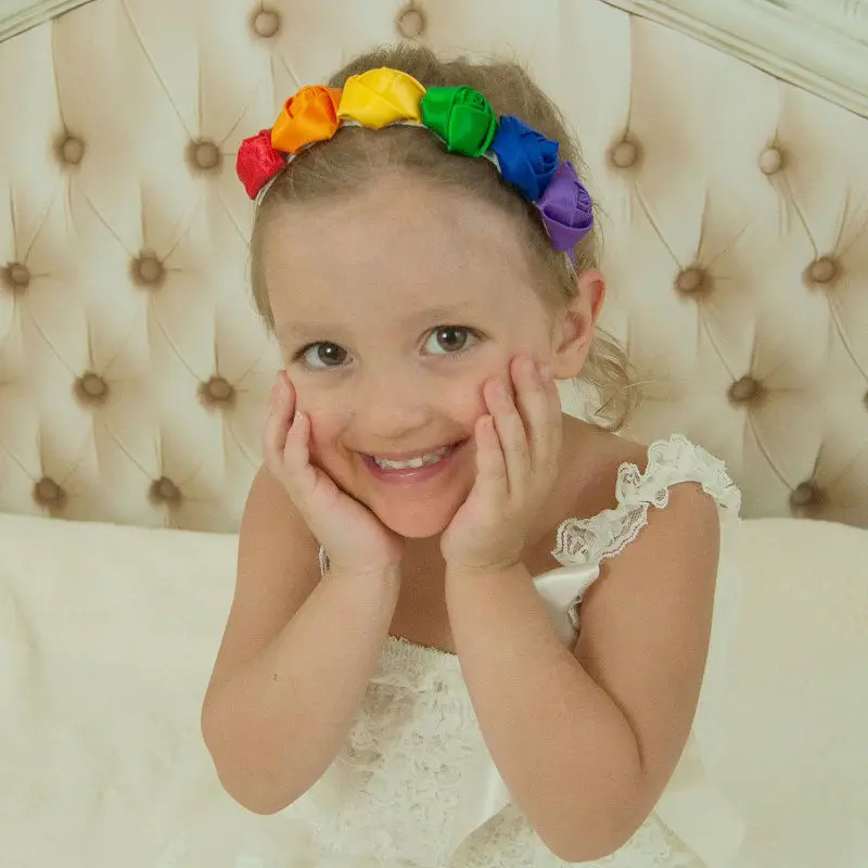 

Rainbow Flower Headband Newborn Headband Rainbow crown Little Girls Headbands Rainbow Halo Hairband 1pc HB547
