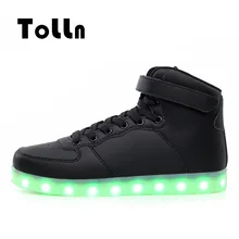 2016 LED Glowing Shoes Men Casual Shoes Fashion 3 Colors High-Top LED Luminous Men Shoes LED Trainers Simulation Krasovki Mens