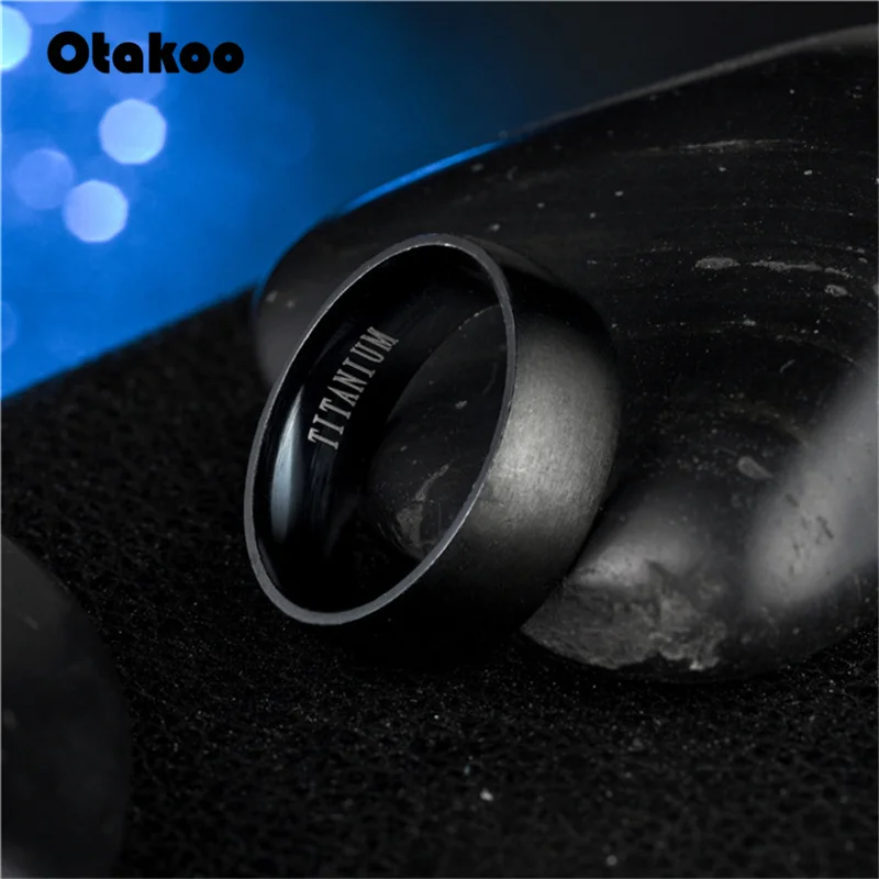 Otakoo Новинка черное мужское кольцо 100% титановый Карбид мужские ювелирные изделия