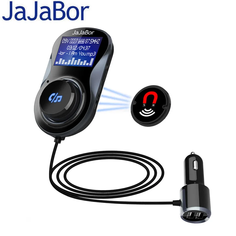 

JaJaBor Bluetooth Car Kit Handsfree FM Transmitter A2DP Wireless Car MP3 Player LCD Screen Display+Aire Condition Clip Bracket