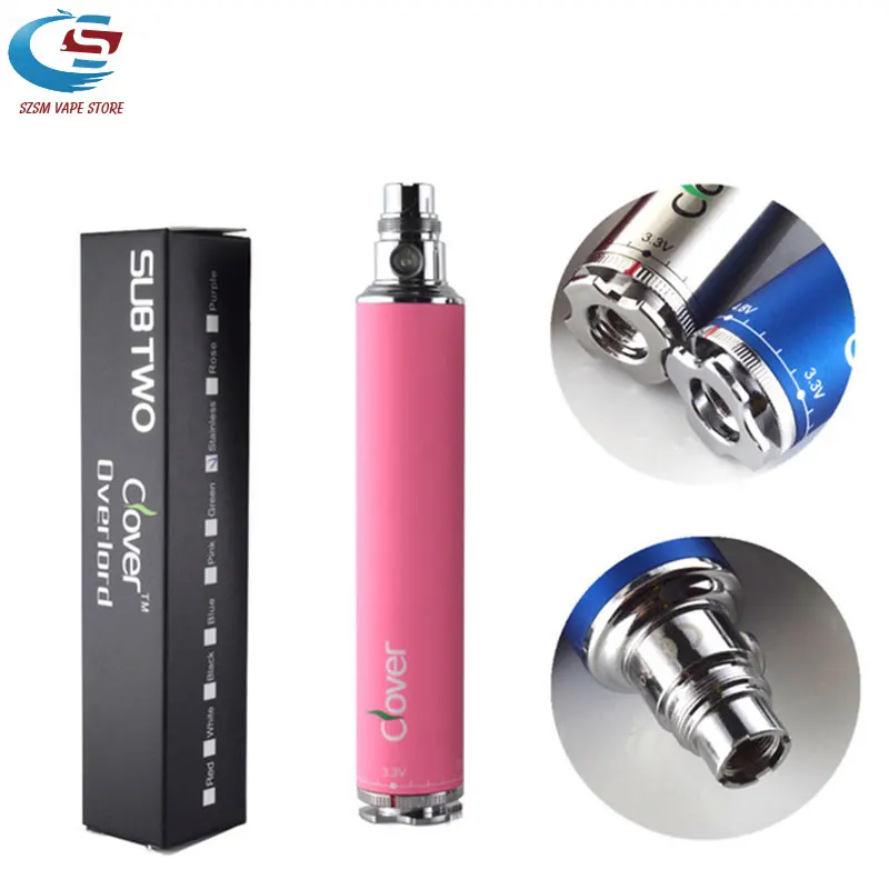 

SubTwo Clover Overlord 2600mah 3.3v-4.8v Variable Voltage Electronic cigarette Battery Ego Thread e cigarette Battery vape pen