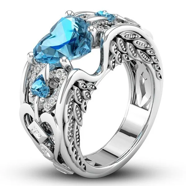 Очаровательные многоцветные 925 пробы серебряные обручальные кольца с цирконием в виде сердца принцессы для женщин ювелирные изделия с австрийскими кристаллами высшего качества