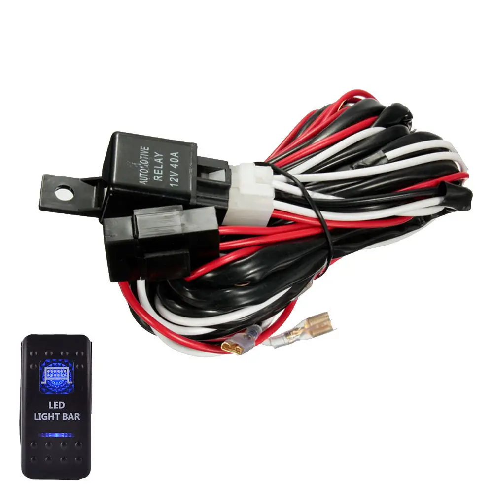 EE support 40A 300W Wiring Harness Kit 20A LED Light Bar Rocker Switch