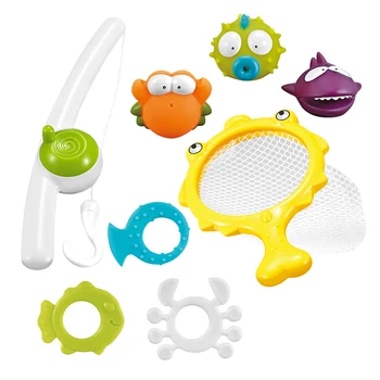 

Children's 8pcs/set Magnetic Fishing Parent-Child Interactive Toys Game Kids 1 Rod 1 Net 6 3d Fish Baby Bath Toys Outdoor Toy
