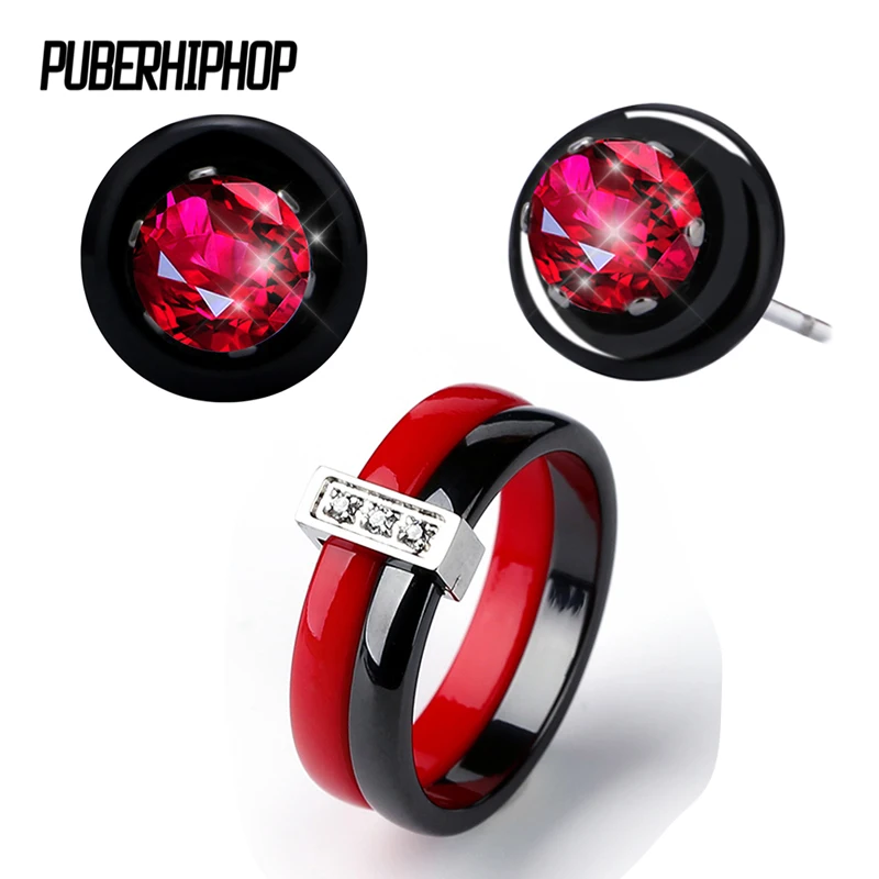 

Fashion Wedding Jewelry Set Red Crystal Ceramic Stud Earrings Gift For Glamor women's Accessories Dropshipping Red Color Dating