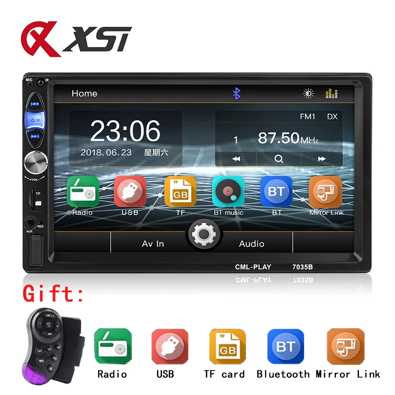 Авторадио Bluetooth FM сабвуфер автомобильный MP5 плеер AUX USB SD 2 Din радиоприемник 7 дюймов