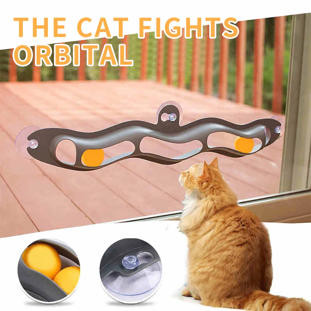 

Pet Cat Toy Cat Track Toy Ball Window Table Tennis Adsorption Glass Cat Toy Sucker Cat Educational Toy Cat Interactive Toy