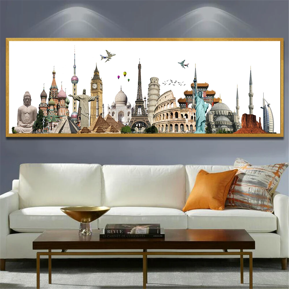 

Canvas Painting Large Size City Symbol New York Paris London Posters and Prints Wall Pictures for Living Room Decoration Cuadros