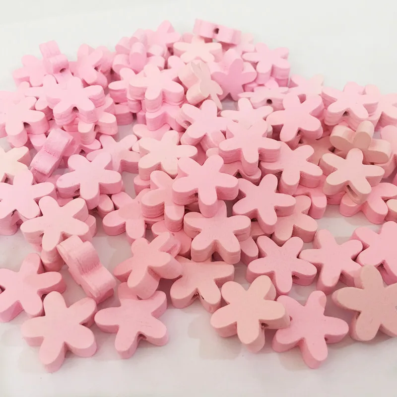 

Pink Star Style Wooden Buttons 50pcs/set Sewing Decorative Wood Buttons Needlework Accessories Sewing DIY Experience For Girls