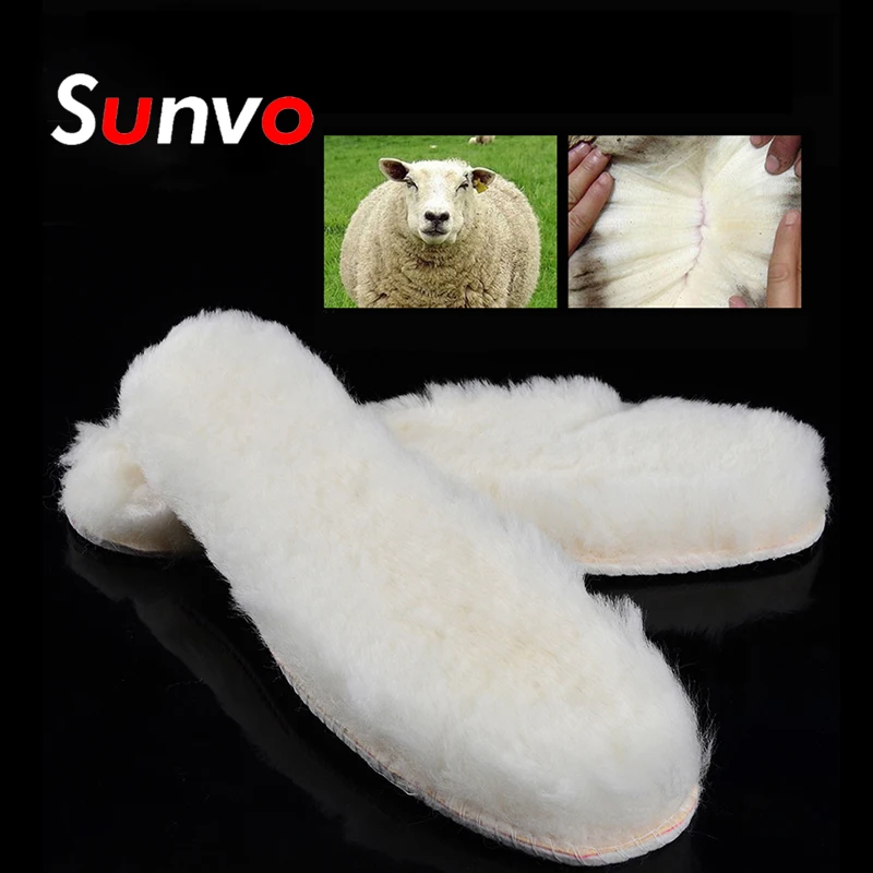 

Sunvo Winter Warm Wool Felt Insoles Thickened Cashmere Thermal Shearling Snow Boots Fur Shoes Pad Cozy Sheepskin Heated Insole