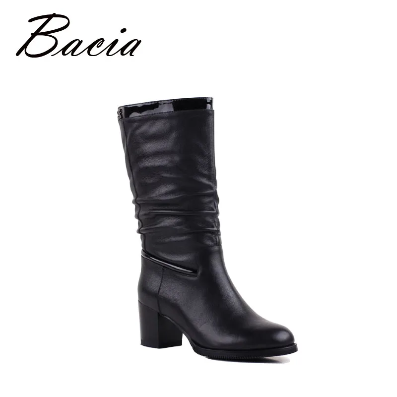 Bacia Motocycle Boots Wool Fur Mid-Calf Boots Square Heels Women Winter Boots Shoes Genuine Leather Handmade Cowhide Shoes VF010 Bacia Motocycle Boots Wool Fur Mid-Calf Boots Square Heels Women Winter Boots Shoes Genuine Leather Handmade Cowhide Shoes VF010