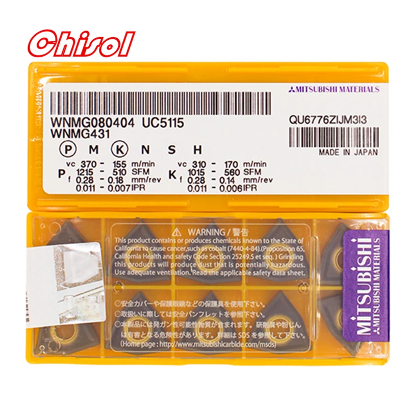 

free shipping 10PCS carbide insert WNMG080404, WNMG080408, WNMG080412 UC5115 turning inserts suitable for MWLNR/WWLNR Lathe to