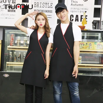 

2018 New Arrival Wholesale Patchwork Chef Aprons with Two Pockets Kitchen Restaurant Cafe Bar Waiter Workwear Apron Chef Uniform