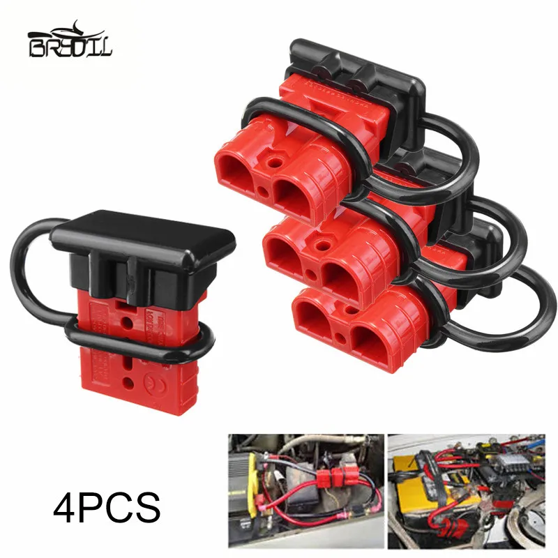 

4PCS/Lot 600V 50A Battery Trailer Charge Plug Quick Connect Disconnect Tool Winch Electrical Wire Harness Connector Red
