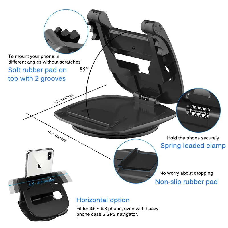 Skup Uchwyt samochodowy telefonu 360 obrót antypoślizgowy lepki żel Pad zmywalny uchwyt samochodowy uchwyt do iphone a XS Max Samsung S10 Note9 GPS
