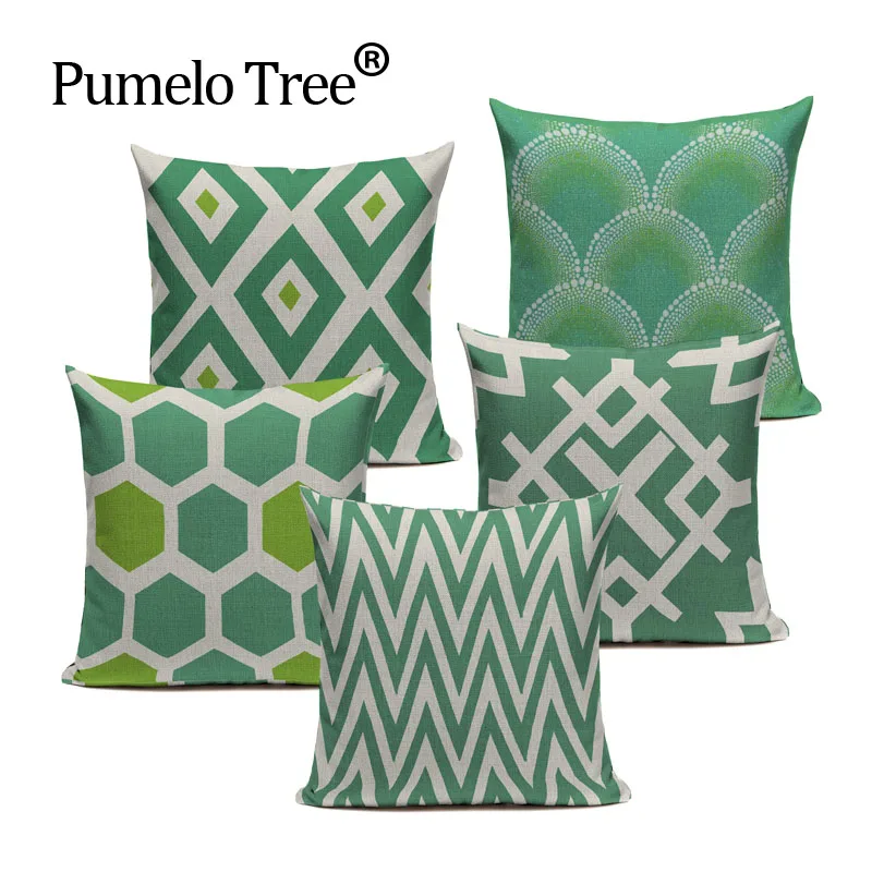 

Geometric Decor Throw Pillows Case For Sofa Car Blue Linen Cushion Cover Creative Custom High Quality Decoration Lovely Pillows