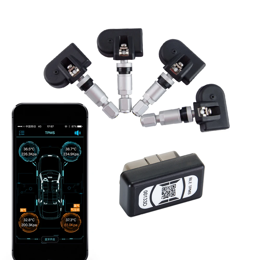 Viecar Car Tire Pressure Alarm System Bluetooth OBD + APP TPMS