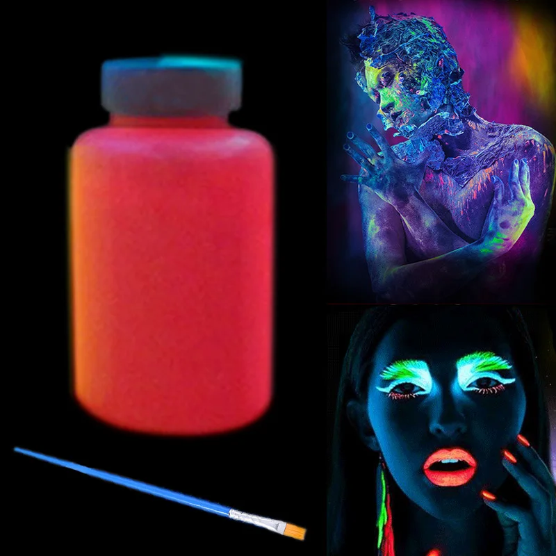 

Fashion Colorful Face Painting Makeup Fluorescent Bright UV Glow Neon Body Painting Birthday Party Festival Decoration