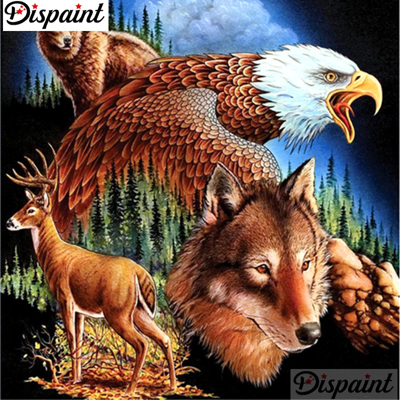 

Dispaint Full Square/Round Drill 5D DIY Diamond Painting "Wolf eagle" 3D Embroidery Cross Stitch 5D Home Decor A12148