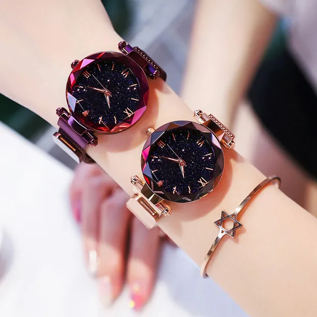 reloj mujer Women's Fashion Starry Sky Watches Magnet Buckle Mesh Belt Diamond Quartz Watch Women Dress Clock relogio feminino 2