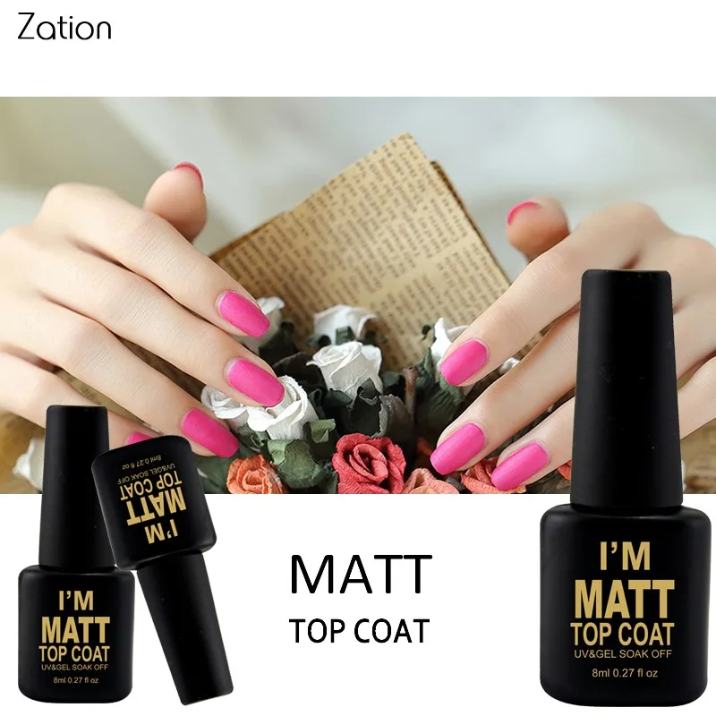Zation New Arrival Matt Top Uv Gel Matte UV Top Coat Nail Gel Polish