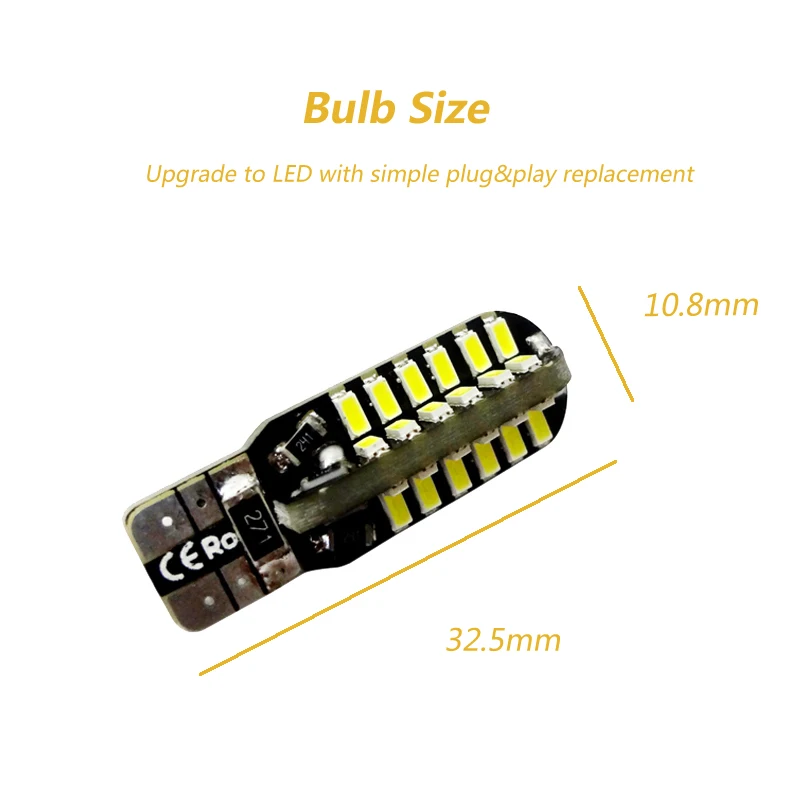 2pcs/lot t10 led canbus white light T10 W5W 48led led 3014 no Error t10 48smd Car Light Source Indicator Light Parking Lamp