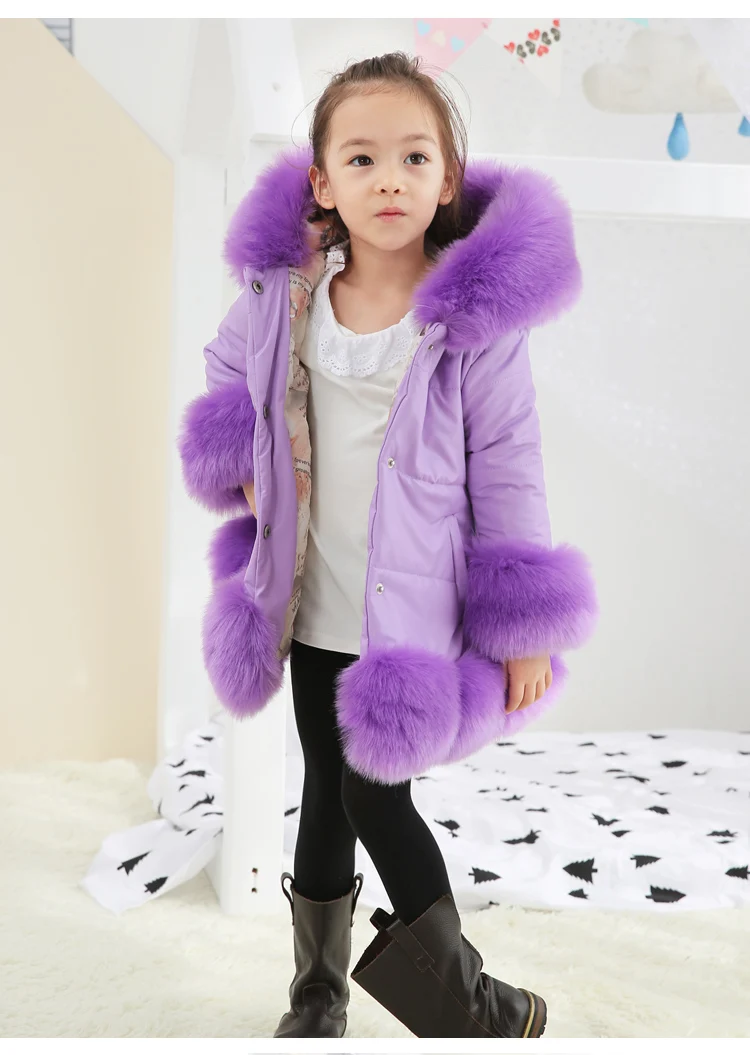 Пушистый зимняя детская одежда для девочек; детская одежда из искусственной кожи с искусственным мехом, пальто меховой воротник школьной теплые уплотненные куртки зимние пальто для девочек-подростков N3