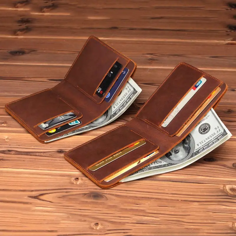 Мужской деловой кошелек из натуральной кожи, Карманный держатель для карт, двойной клатч, горизонтальный/вертикальный модный винтажный мужской кошелек