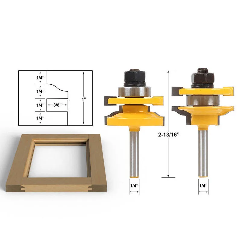 2 комплекта комбинированный большой западный дощатый нож Столярный Фрезерный резак Столярный шкаф фреза для двери резной инструмент 1/4 ручной