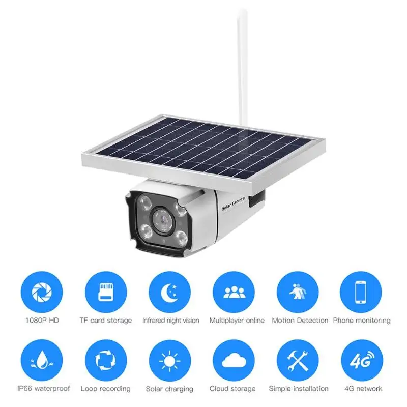 

4G SIM Card Solar Camera 2MP Wireless Surveillance IP67 Waterproof Camera
