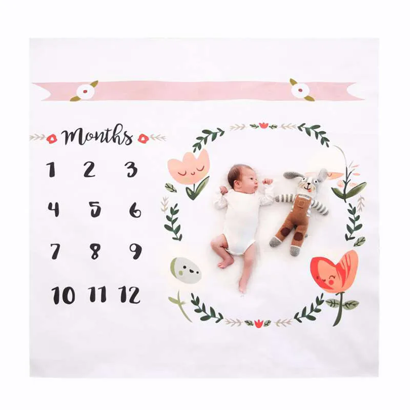 

Creative DIY Baby Blankets Photography Props Flower Letter Printed Newborn Swaddle Wrap Soft Blanket Bathing Towels