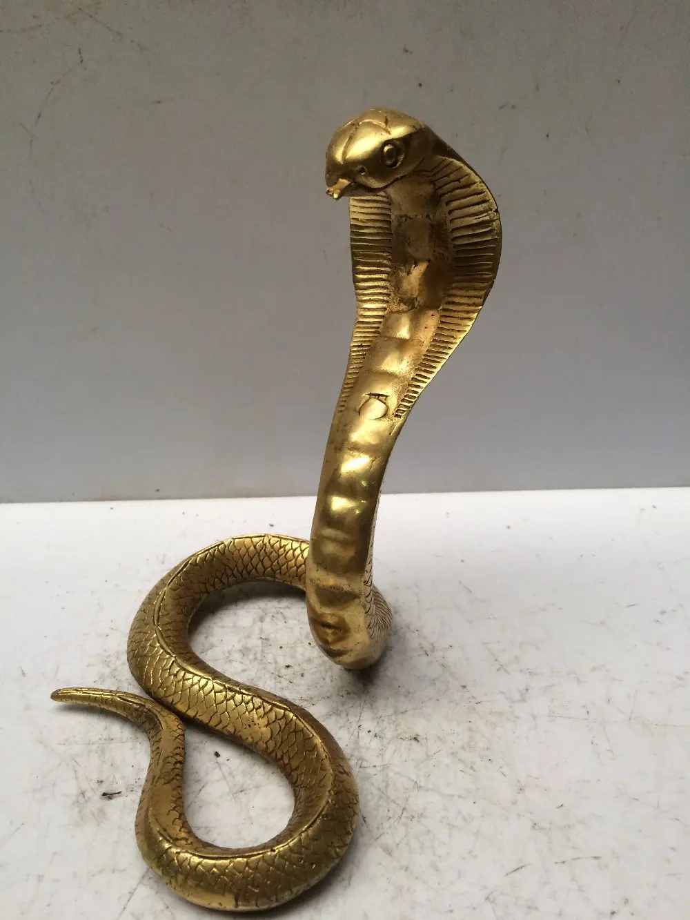 

antique antiques chinese brass carre Zodiac Snake statue