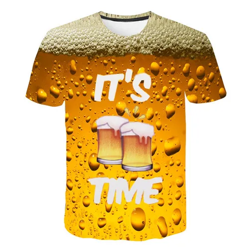 Новинка, 3D футболка, Мужская футболка в стиле хип-хоп с изображением консервированного пива, футболка с коротким рукавом и круглым вырезом, топы для мужчин и женщин, S-6XL - Цвет: Белый
