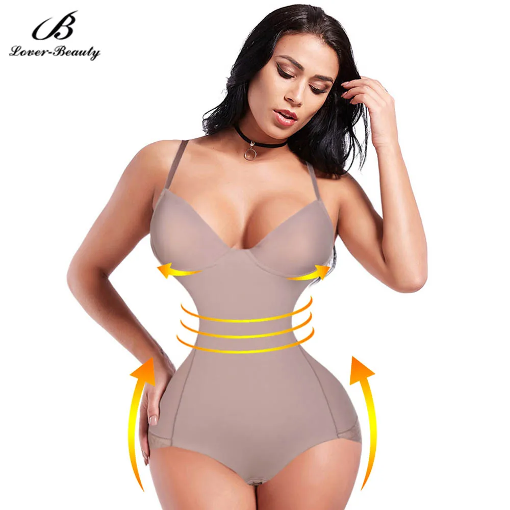 

Lover Beauty Lace Slimming Body Shaper Push Up Bra Tummy Control Abdomen Fat Bodysuit Underwear Lingerie Recovery Shaperwear