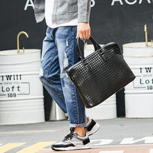 Tidog ручная тканая сумка мужской горизонтальный портфель