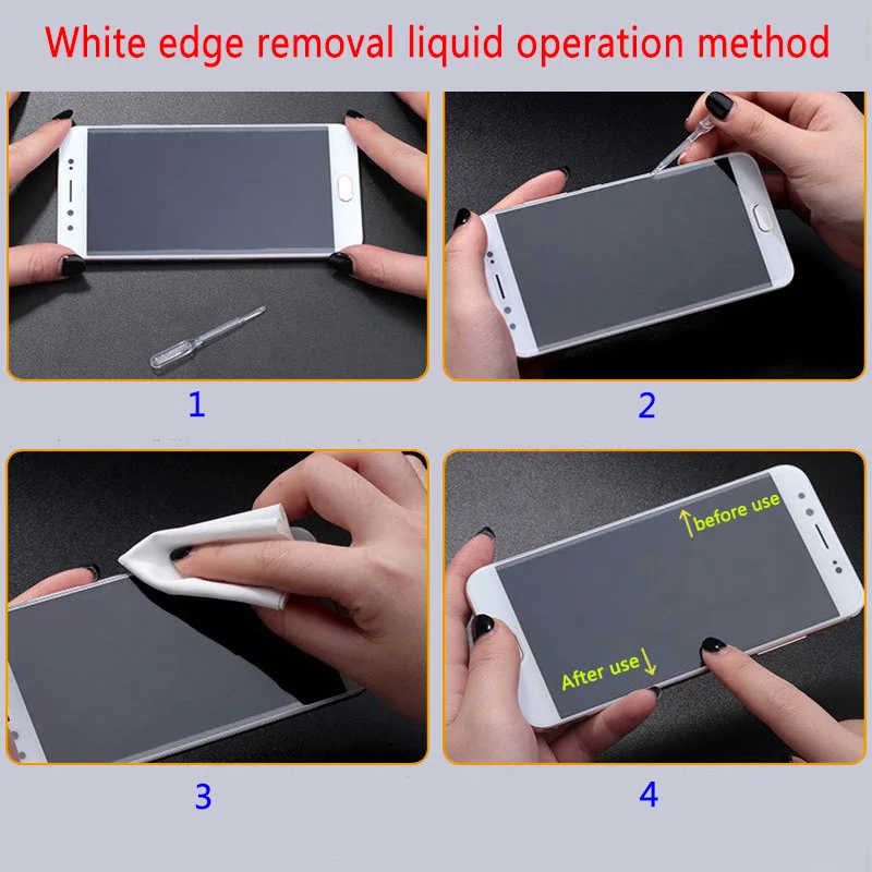 10PCS arc edge phone Toughened glass film white liquid oil