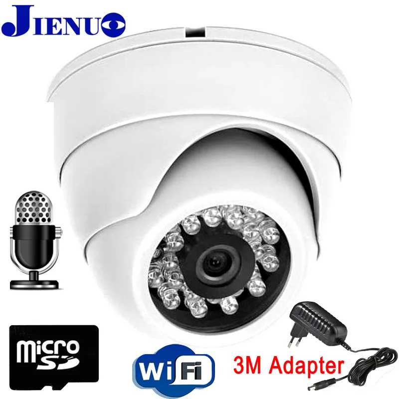 Câmera de Segurança de Vigilância de Vídeo Wifi ip Indoor Wirless Dome Cctv Nightvision Casa Câmera Cartão sd Onvif Jienu 720 p 960 1080