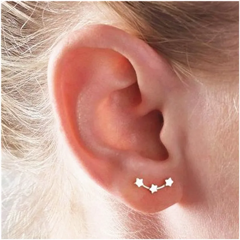 

Stainless steel Star Women's earrings 304 Stainless steel Golden & Silver Cute 3 Merge Star earrings for women Fashion jewelry