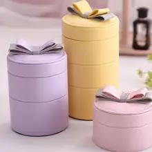 Трехслойная круглая коробка для ювелирных изделий, мини портативный органайзер для хранения ювелирных изделий, упаковка и хранение,, 5 шт./партия