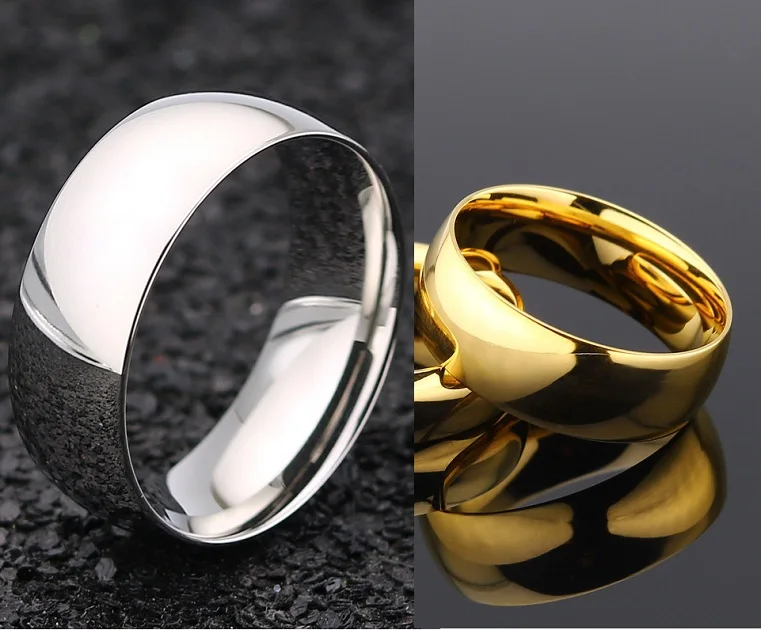 50 шт. серебро/золото 4 мм 6 мм 8 мм кольца из нержавеющей стали для мужчин и женщин обручальное кольцо ювелирные изделия - Цвет основного камня: 8mm silver