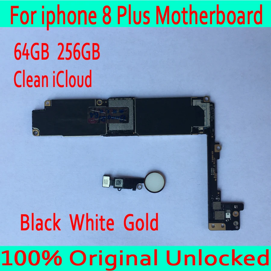 100% Original unlocked for iphone 8 Plus Motherboard with Touch ID, for