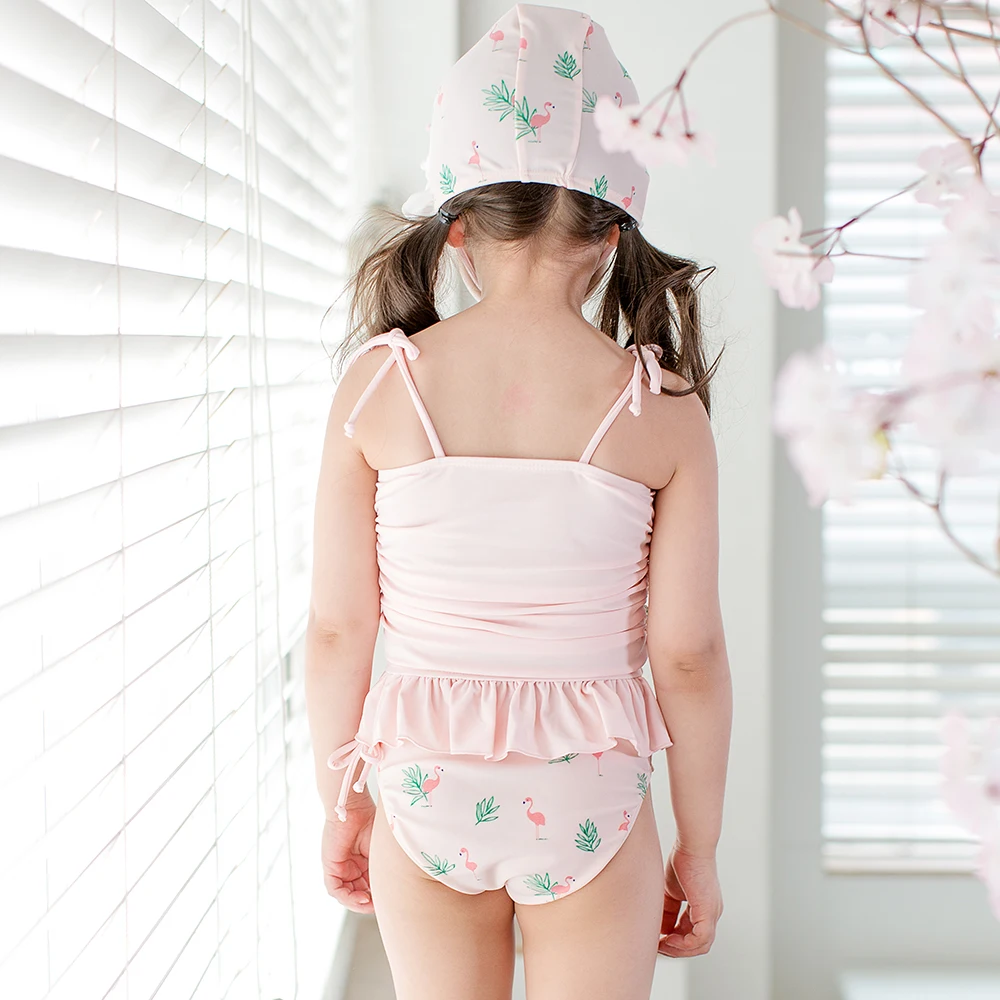 Новые детские купальники для девочек бикини Infantil Розовый фламинго с принтом 3