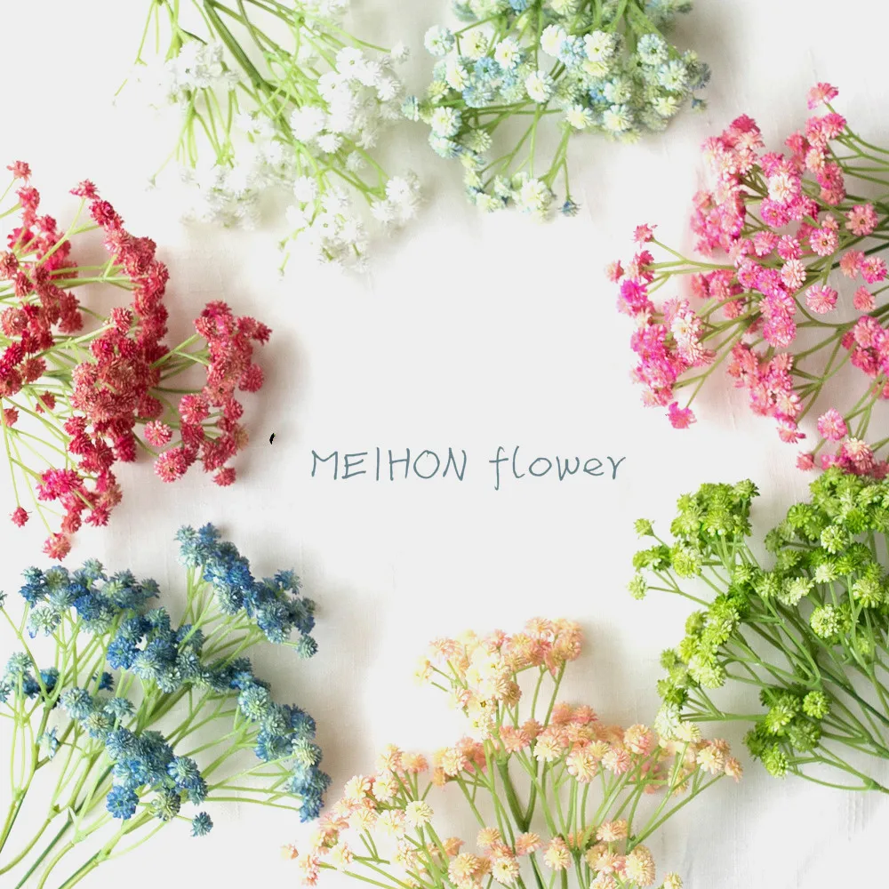 

135 Mini Heads Real Feel Artificial Gypsophila Wedding Decoration Birthday DIY Photo Props Plastic Pu Flower Garland Wreath